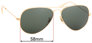 Sunglass Fix Replacement Lenses for Ray-Ban RB3025 Large Metal Aviator - 58mm Wide