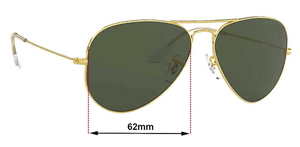 Sunglass Fix Replacement Lenses for Ray-Ban RB3025 Large Metal Aviator - 62mm Wide