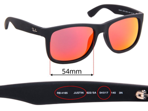 Sunglass Fix Replacement Lenses for Ray-Ban RB4165 Justin - 54mm Wide