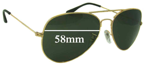 Sunglass Fix Replacement Lenses for Ray-Ban B&amp;L RB3025 L Aviator - 58mm Wide