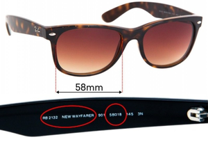 Sunglass Fix Replacement Lenses for Ray-Ban RB2132 New Wayfarer - 58mm Wide