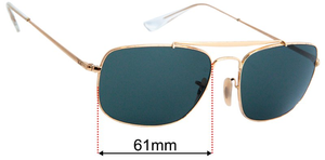 Sunglass Fix Replacement Lenses for Ray-Ban RB3560 The Colonel - 61mm Wide