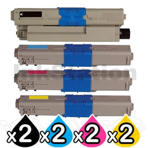 2 Sets of 4 Pack Compatible OKI C332DN / MC363DN Toner Combo (46508720-46508717) [2BK,2C,2M,2Y]