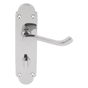 Brora Curved Lever Bathroom Door Handle - Chrome - Thumb Turn Lock - Pair - Designer Levers