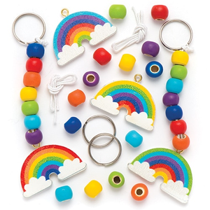 Kits de porte-clés et de breloques en bois arc-en-ciel