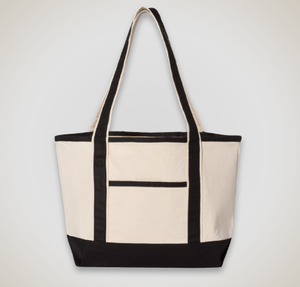 Deluxe Cotton Canvas Tote Bag - Natural / Black