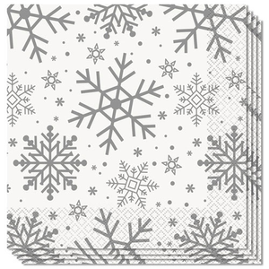 Silver Snowflakes Christmas Luncheon Napkins 33cm 2Ply - Pack of 16