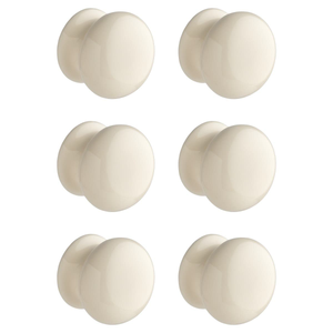Round Ceramic Cabinet/Drawer Knobs - Ivory Ceramic - Pack of 6 - Elite Knobs & Handles