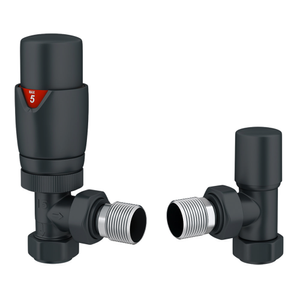 Monza Anthracite Angled Thermostatic Radiator Valves - Energy Saving