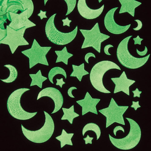 Glow in the dark manen en sterren stickers van foam