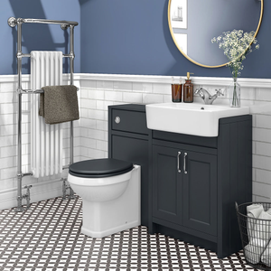 Chatsworth Traditional Graphite Semi-Recessed Vanity Unit + Toilet Package