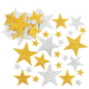 Gold & Silver Glitter Star Stickers