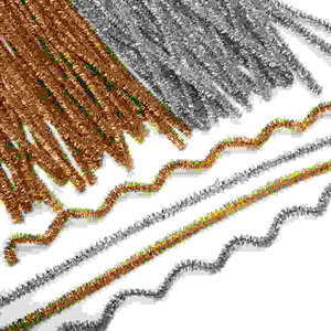Goud en zilver glitter chenilledraad