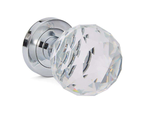 Faceted Clear Glass Sprung Mortice Door Knob - Pair - Designer Levers
