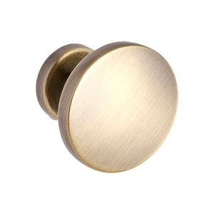 Classic Flat Cabinet Knob - Antique Brass - 30mm - Elite Knobs & Handles
