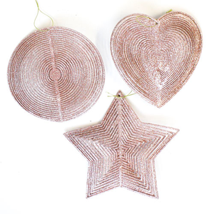 Glitter Rose Gold Spinner Christmas Tree Hanging Decoration 15cm