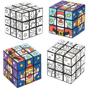 Puzzle-Würfel Festliche Freunde zum Ausmalen