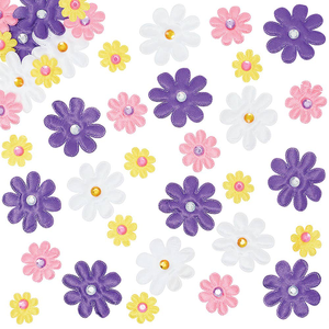 Selbstklebende Satinblumen mit Schmuckstein