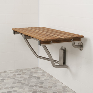30" Wide Teak ADA Wall Mount Shower Bench Seat