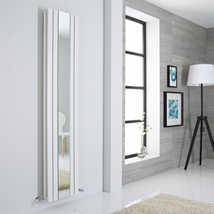 Milano Icon - White Vertical Designer Radiator With Mirror - 1800mm x 385mm (Double Panel)
