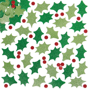 Hulst en bessen glitter stickers van foam