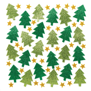 Kerstboom glitter stickers van foam