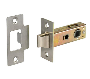 Bolt-through Tubular Door Latch - 75mm Case / 57mm Backset - Satin - Designer Levers