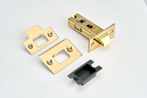 Bolt-through Tubular Door Latch - 64mm Case / 45mm Backset - Brass - Designer Levers