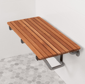 36" Wide Teak ADA Folding Wall Mount Shower Seat