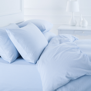 Seersucker Blue & White Stripe Duvet Cover King