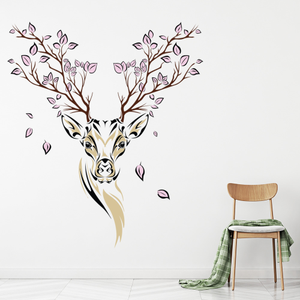 Floral Deer Stag Wall Sticker