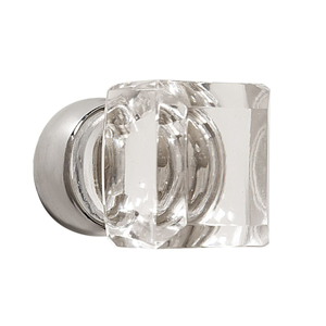 Clear Glass Square Cabinet Furniture Knob - 25mm - Nickel Plated Rose - Elite Knobs & Handles