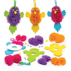 Pompon-Bastelsets Vögel im Frühling