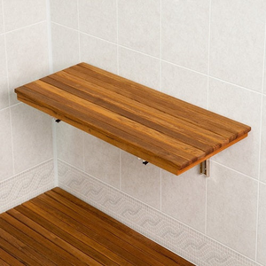 24" Teak Wall Mount Fold Down Shower Bench Seat