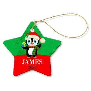 Penguin Star Porcelain Ornament