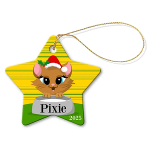 Cat Star Porcelain Ornament