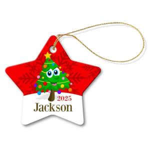 Christmas Tree Star Porcelain Ornament