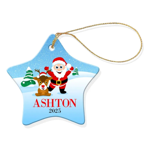 Blue Snow Star Porcelain Ornament