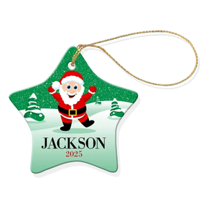Green Snow Star Porcelain Ornament