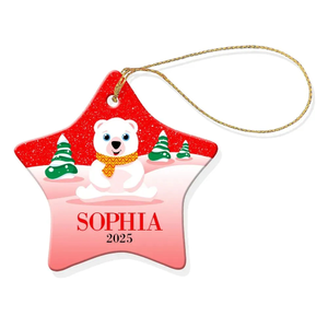 Red Snow Star Porcelain Ornament