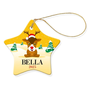 Yellow Snow Star Porcelain Ornament