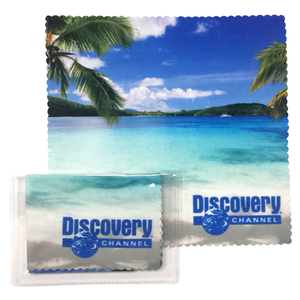 Microfiber  Cleaning Cloth in One Sided Clear Vinyl  Pouch