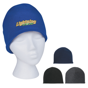 Double Layer Fleece Beanie with Embroidery