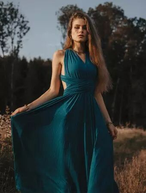'Robe longue infinity "Wakiza", Bleu'