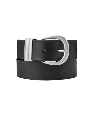 Baukjen Signature Silver Buckle Belt - M (UK Size 12-14) / Caviar Black