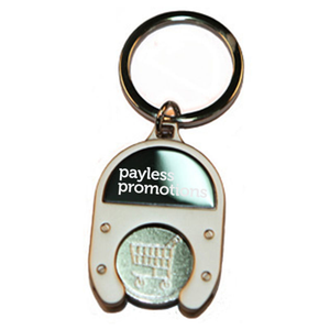 Nickel Trolley Token Keyring with Dual Engraving Plate