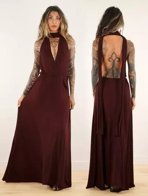'Robe longue infinity "Wakiza", Marron Auburn'
