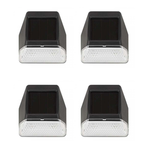 4 Premium Solar Fence, Wall & Post Lights Super Bright White LEDs
