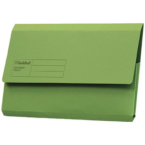 Guildhall Document Wallets, 285gsm, Foolscap, Green, Pack of 50