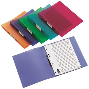 Q-Connect A4 Ring Binder, 2 O-Ring, 25mm Capacity, Frosted Assorted, Pack of 12